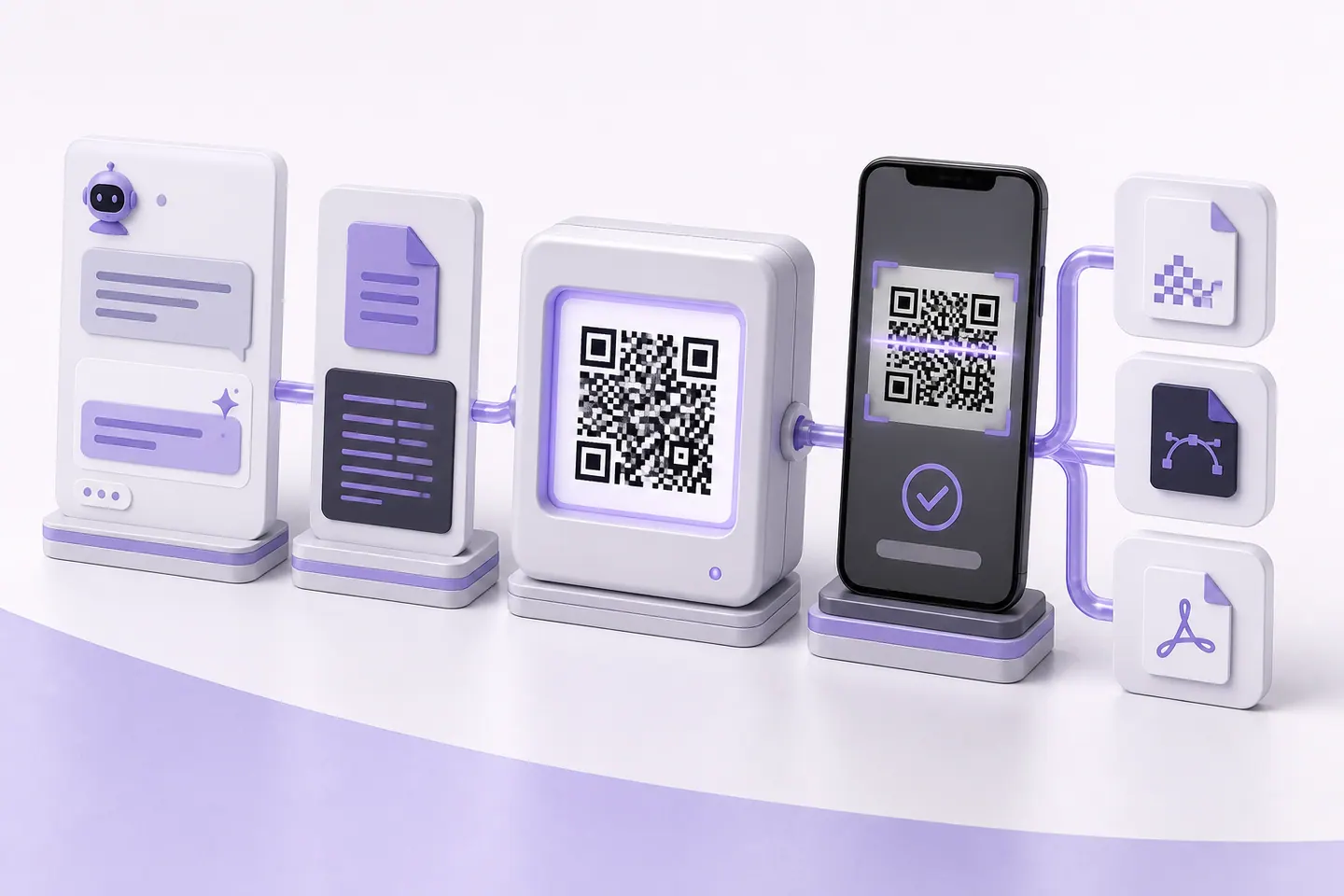 AI assistant preparing QR content before encoding, verification, and file export