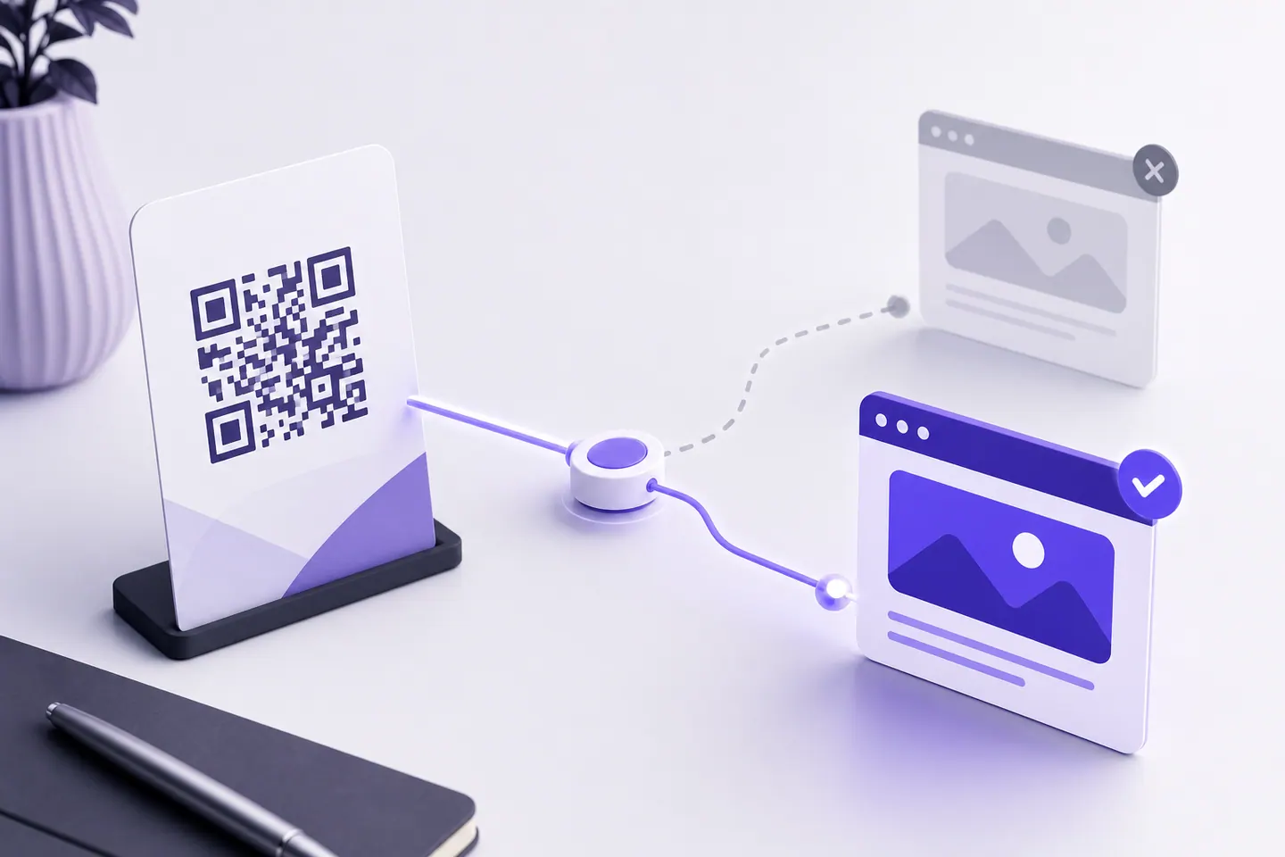 Printed QR code switching from an old destination to a new one