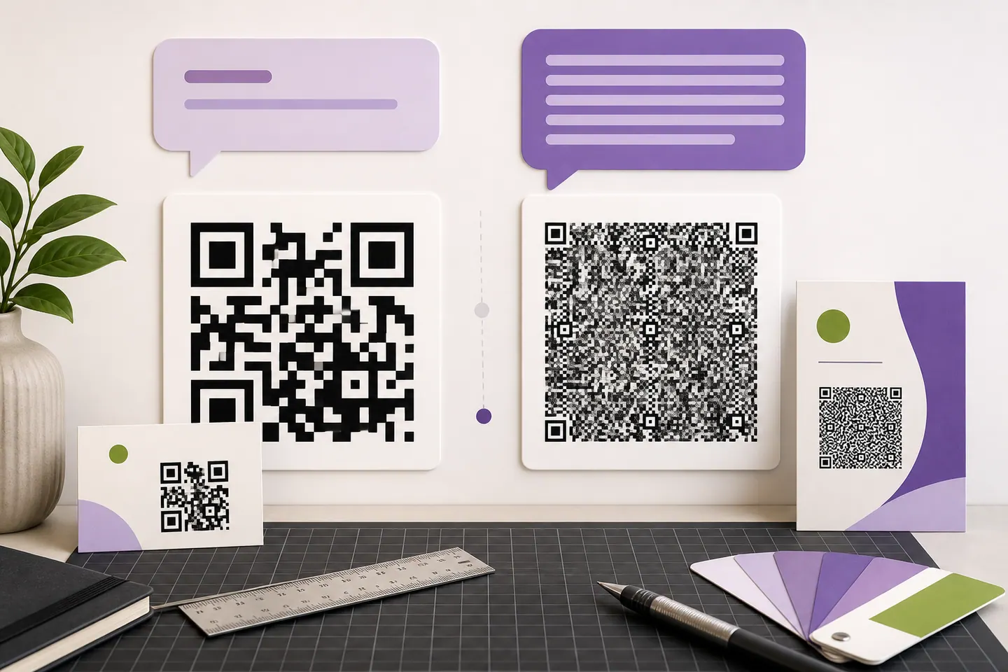 Short and long prepared chat messages compared as sparse and dense QR codes for print