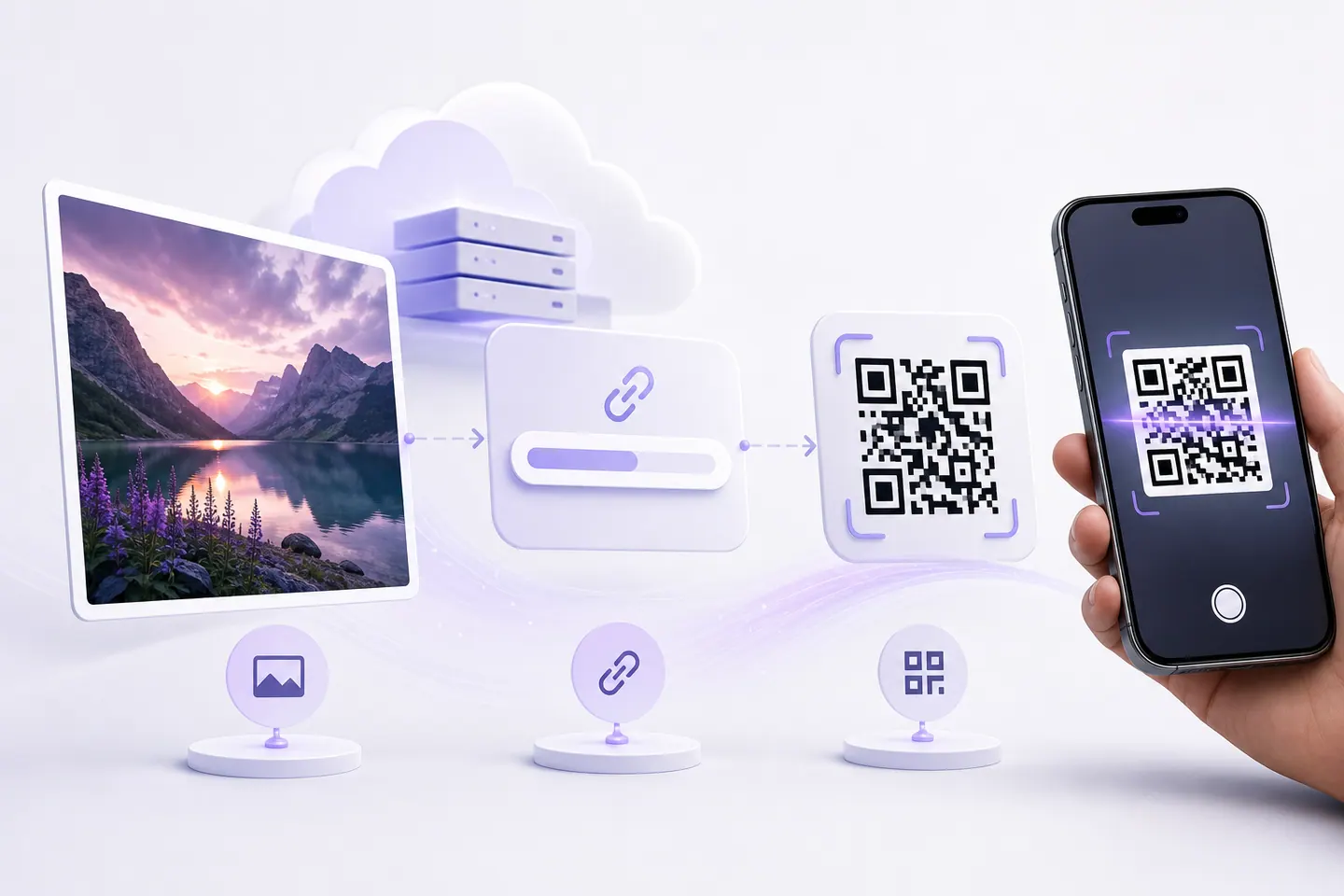 Photograph converted to a hosted link and then encoded in a QR code