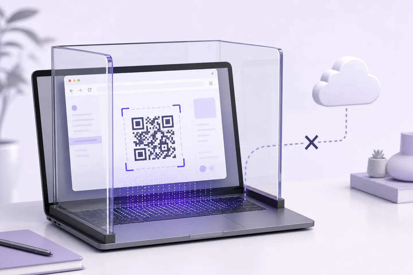QR generator protected inside the browser while cloud access stays blocked