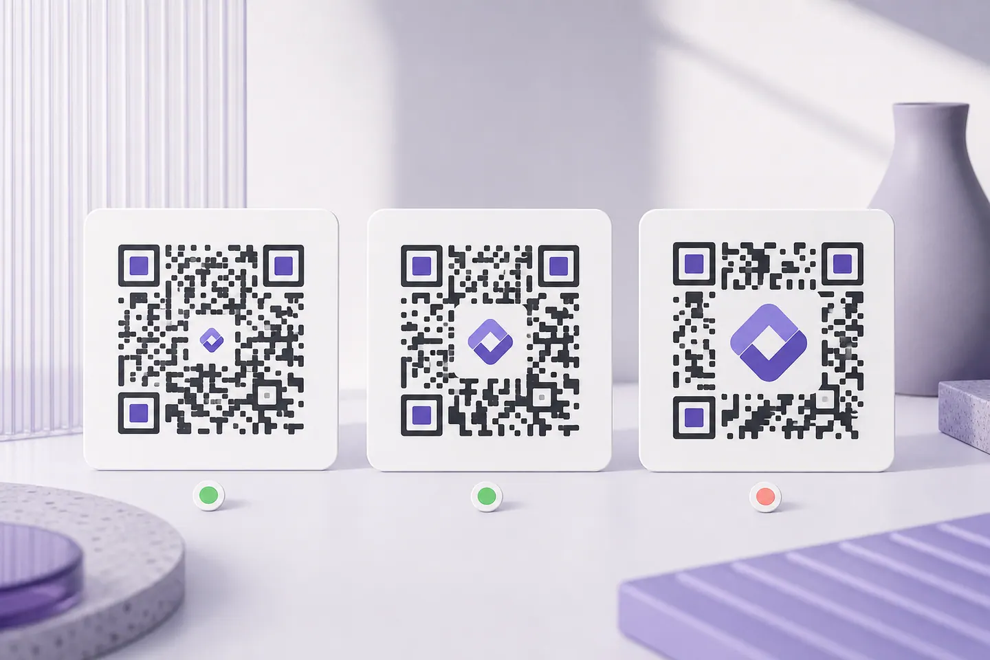 Small, medium, and oversized QR code logos compared for scan safety